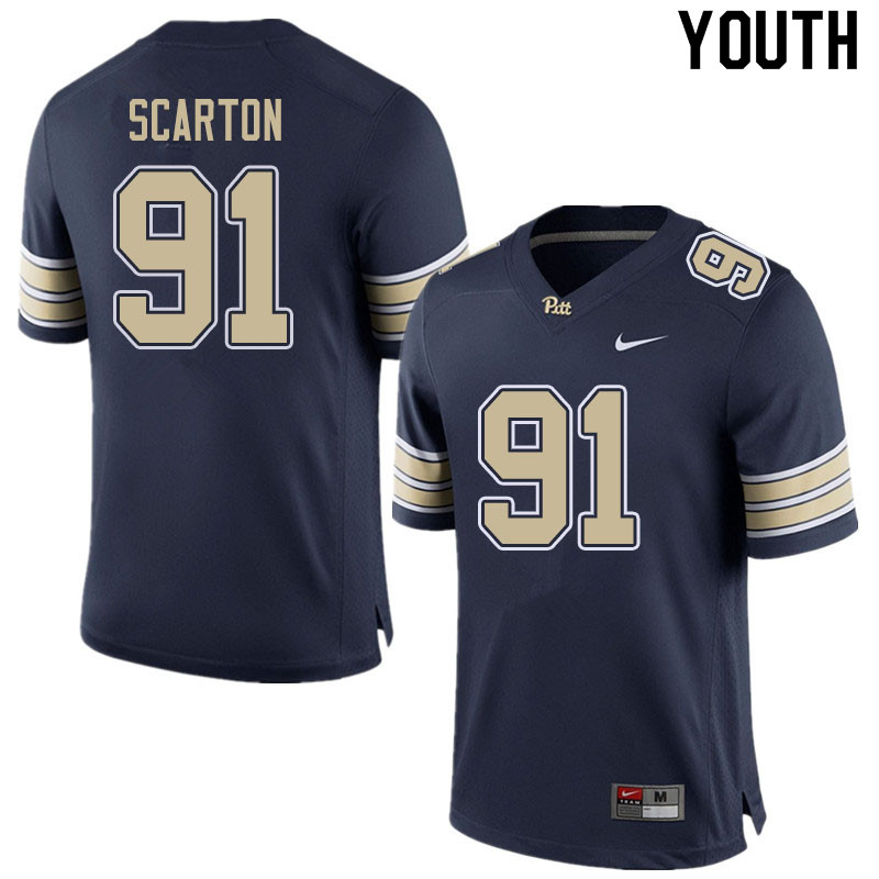 Youth #91 Sam Scarton Pitt Panthers College Football Jerseys Sale-Home Navy